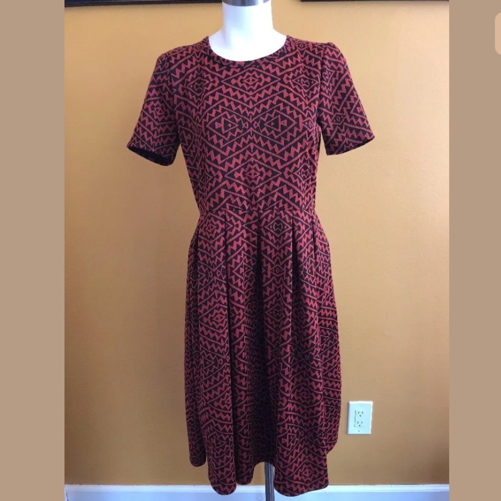 LuLaRoe Amelia size large orange Aztec tribal